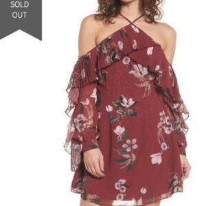 KEEPSAKE Burgandy Ruffled Halter Sundress Size M